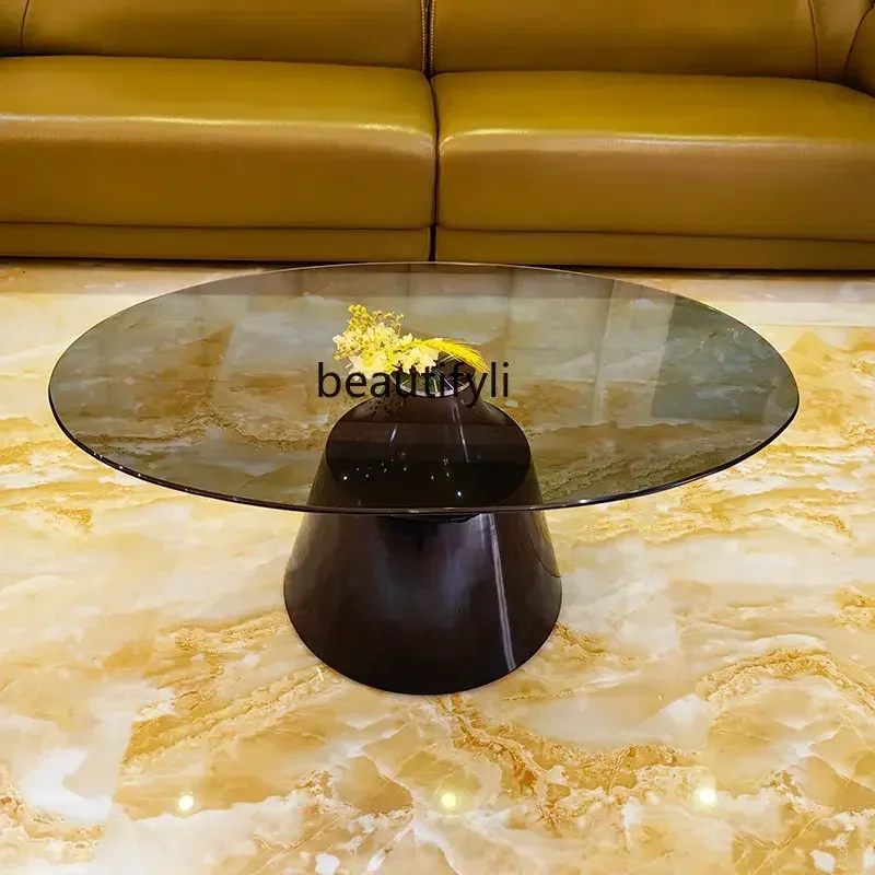 

LXSili Style Glass Tea Table Living Room Home Small Apartment Modern Simple and Light Luxury Small TableASSS