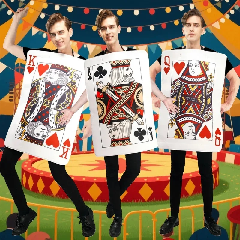 

Мужские и женские покерные костюмы для пар, королева сердец, король клубов, король сердец, карнавальная забавная праздничная одежда, тот же стиль