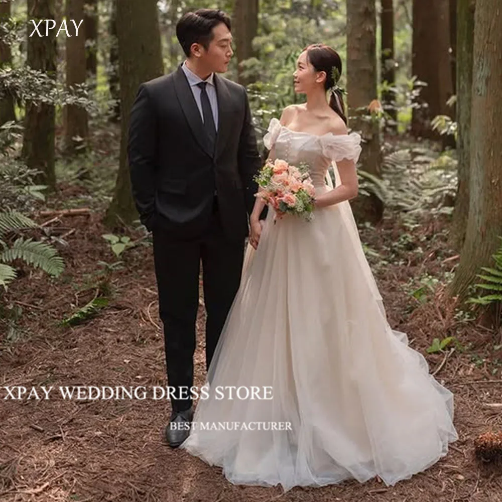 

XPAY Sweet-tempered Puff Sleeves Wedding Dresses Korea Photo shoot Off the Shoulder Beading Bridal Gowns Customized 2025