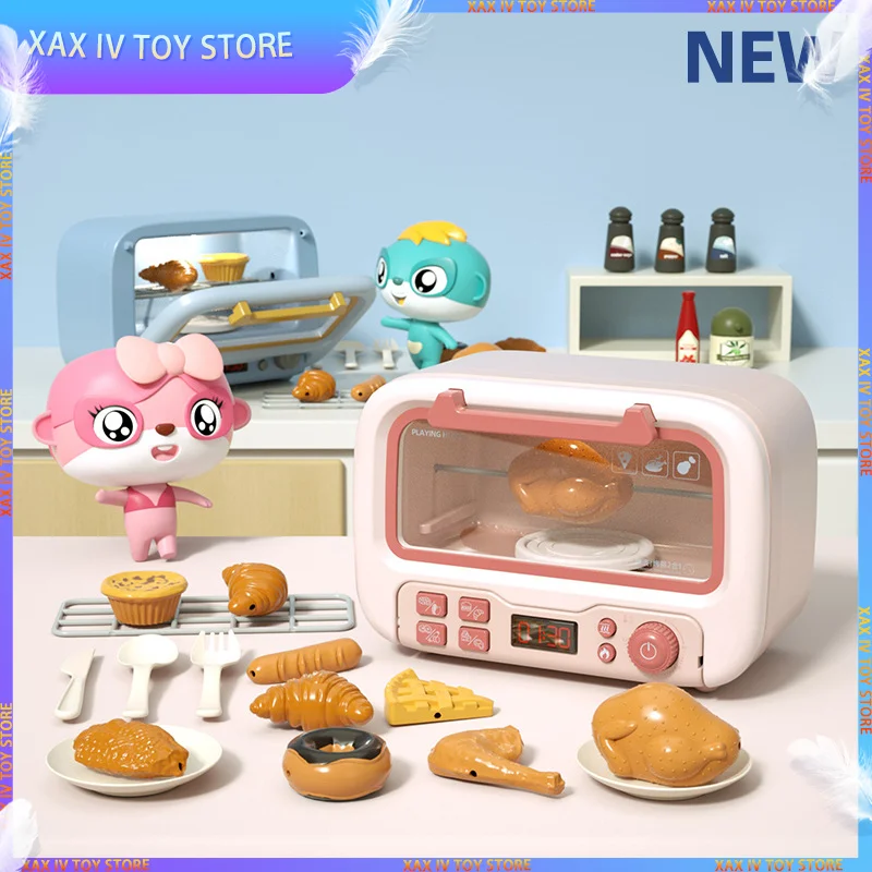 

New Children Can Rotate Simulation Mini Microwave Oven Set Plastic Oven Play House Kitchen Baby Cooking Toys Children's Gifts