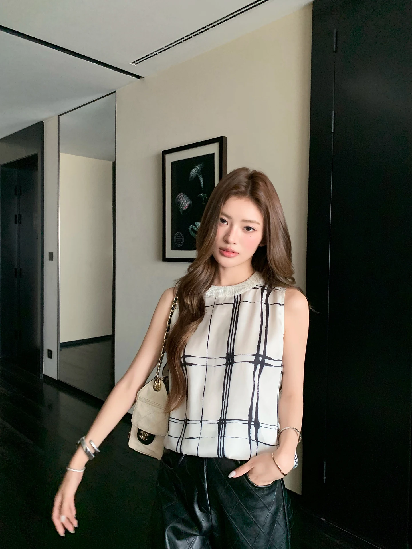 Aviva on Earth Women's Loose Fit Sleeveless Top Glitter round Neck Printed Vest Outerwear Summer High End Sensation Earth Store
