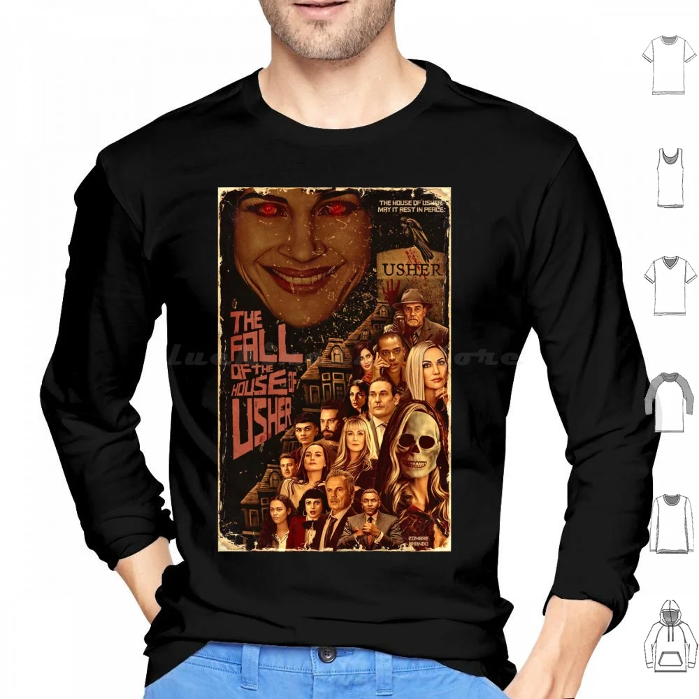 Of The House Of Usher Sudaderas con capucha de manga larga Mike Flanagan Midnight Mass Horror Sheriff Hassan Rahul Kohli Padre Paul Hill