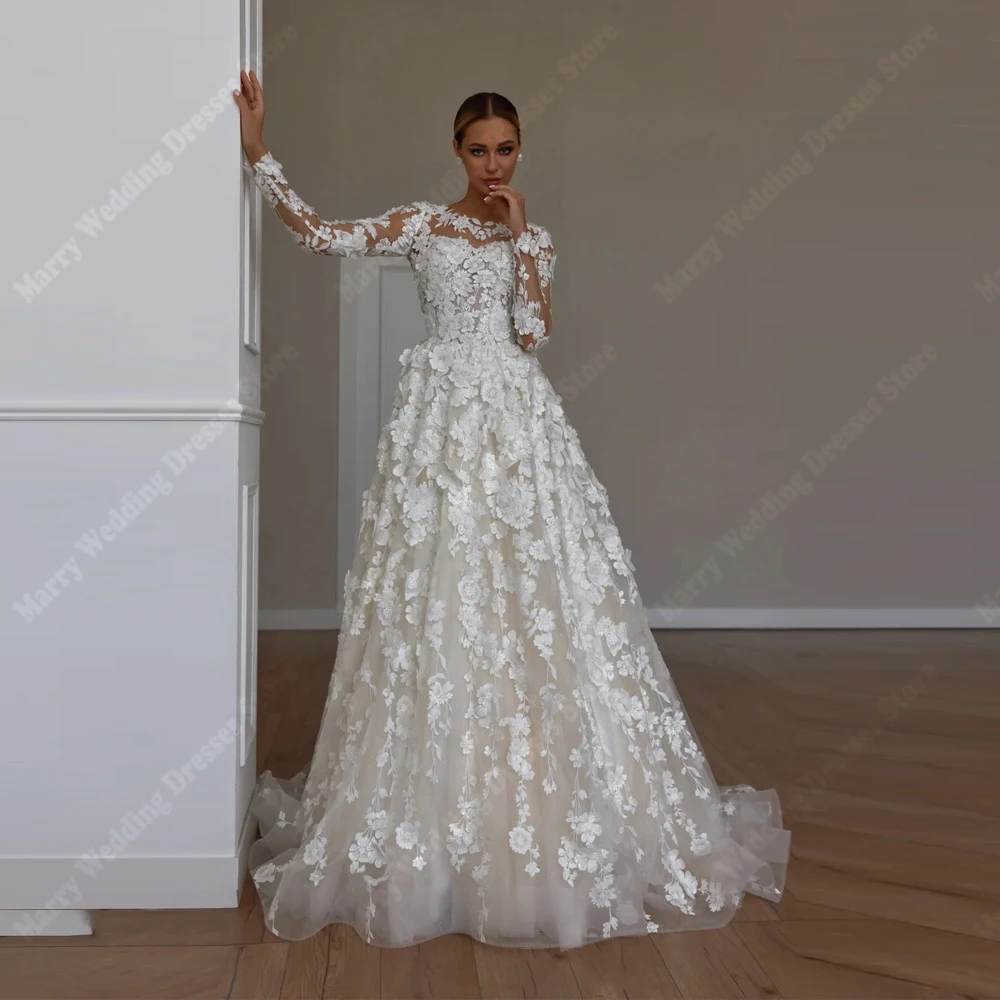 Boho Exquisite A-Line Abiti da sposa da donna Scoop Neck Luxury Shine Abiti da sposa Banchetto di fidanzamento Robe De Mariée Personalizzato