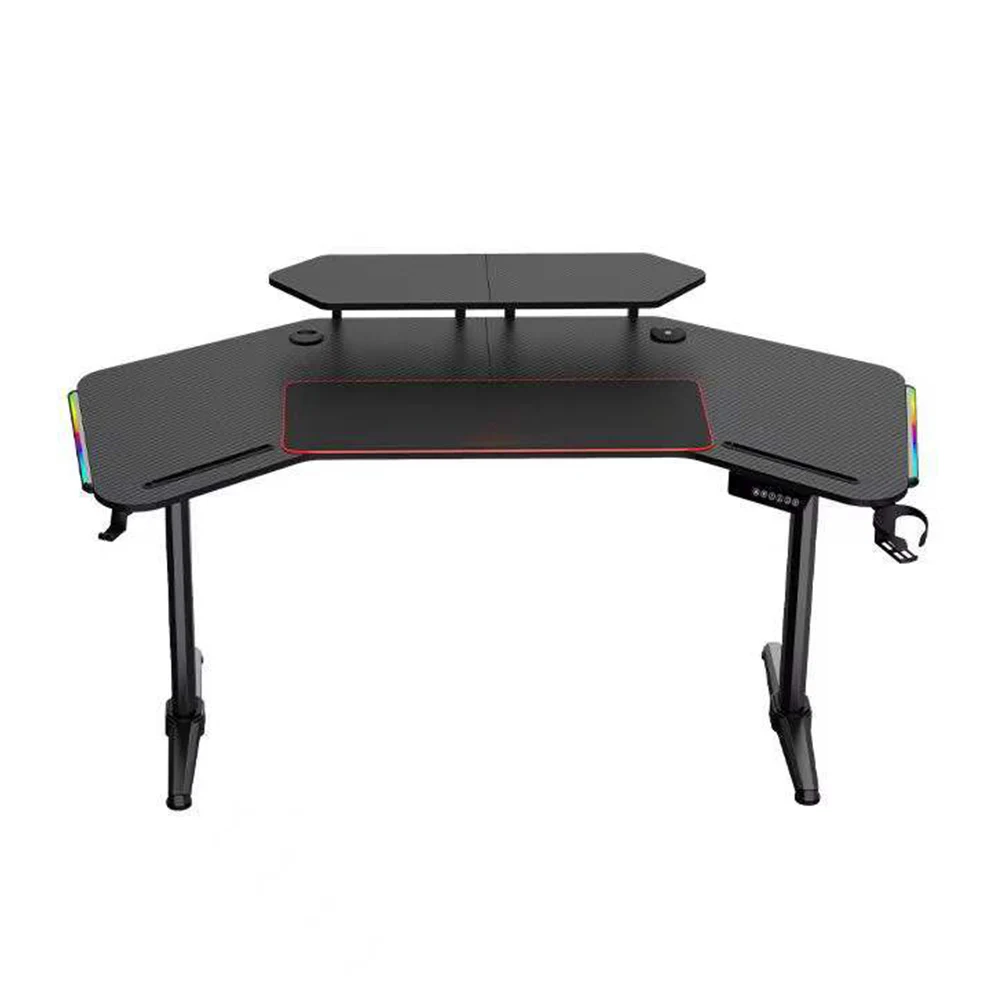 CHARMOUNT Electric Height Adjustable Gaming Table Luxury Gaming Desk with Wireless USB Charger