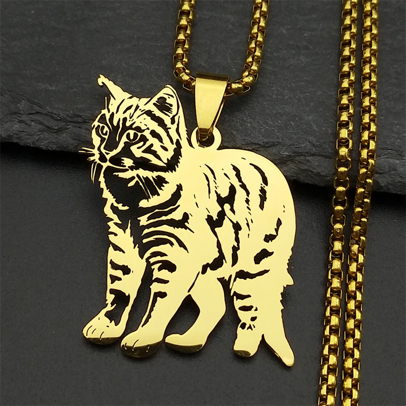 Kawaii Ragdoll Cat Pendant Necklace For Women Men Stainless Steel Gold Silver Color Lovely Pet Kitty Chain Jewelry Gifts view 2