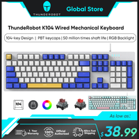 2024 NEW ThundeRobot K104 Full Size Gaming Mechanical keyboard PBT Keycaps Multiple Game Modes with RGB Hot Swap Wired Keyboard