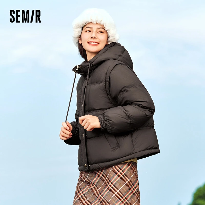 Semir Down Jacket Women Loose Vest 2024 New Winter Waterproof Puffer Vest