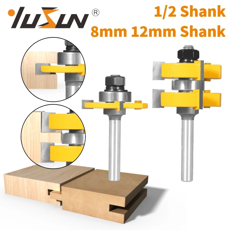 YUSUN 2PCS  Single Bearing T&G Assembly  Router Bit Woodwroking Milling Cutter For Wood Tools