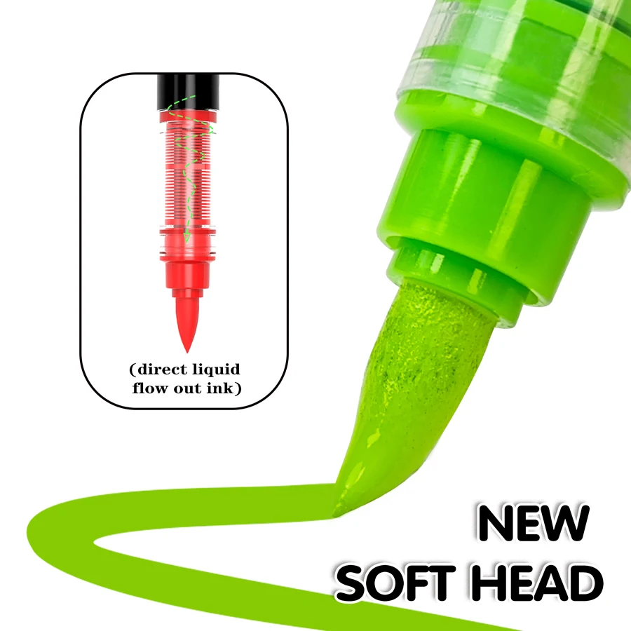 مجموعة أقلام تحديد الفرشاة الناعمة لطلاء الأكريليك، وأقلام طلاء ذات طرف فرشاة ناعمة وعلامات طلاء، وأقلام طلاء أكريليك للخشب والحجر والقماش