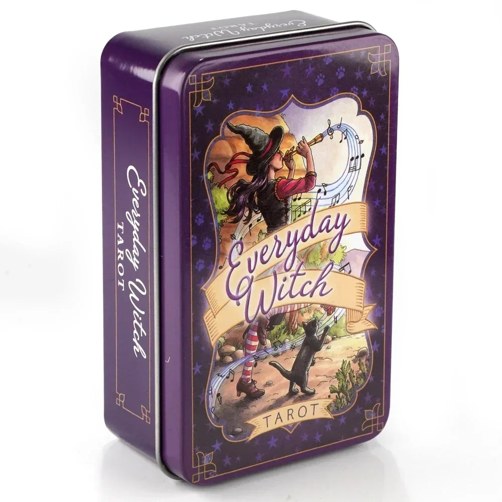 Everyday Witch Tarot in Tin Metal Box 78 pcs Cards Gilded Edge Guidebook Deck Stocking Blooming Cat Cccult Del Toro Tarot