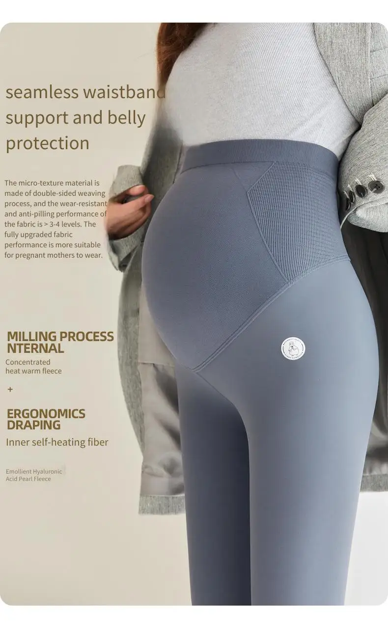 السراويل الأمومة طماق نحيل الخريف والشتاء ملابس أمومة جديدة جلد القرش سميكة والمخملية طماق الأمومة #6