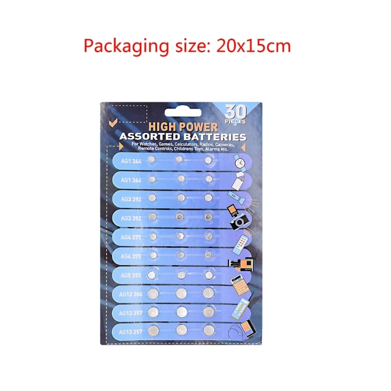 แบตเตอรี่เซลล์แบบกระดุมคุณภาพสูงสำหรับอุปกรณ์ต่างๆ แบตเตอรี่เซลล์แบบเหรียญ (30 ชิ้น)