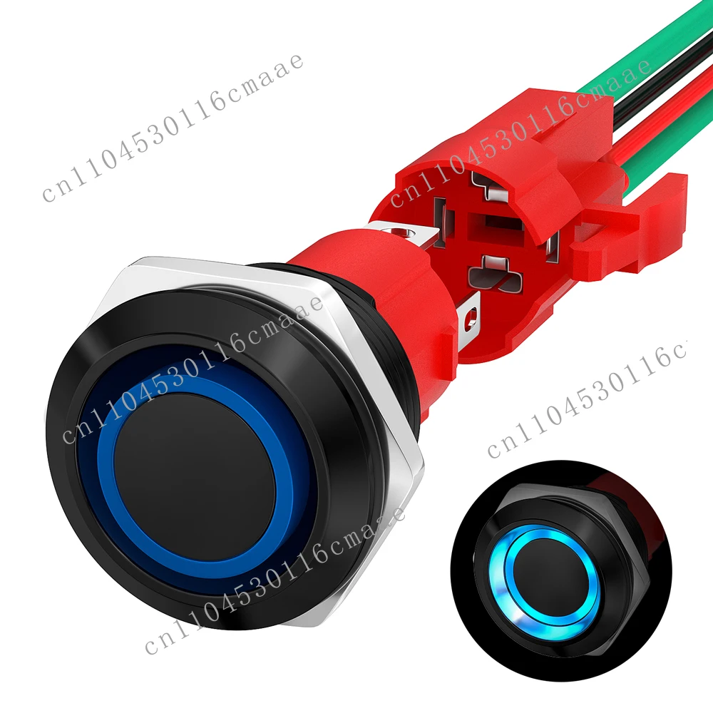 For Heavy Duty 20A Waterproof IP65 Ring Luminous Aluminum Pushbutton Switch 19MM 1NO 4Pins 250V Industrial Control