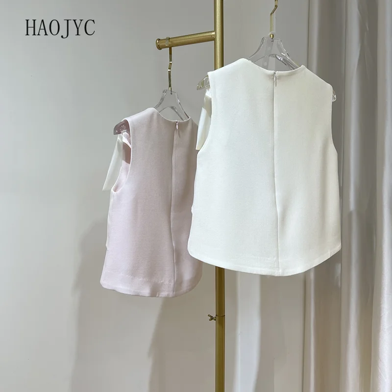 Women's clothing big-name foreign trade export orphan summer new big bow sleeveless vest top