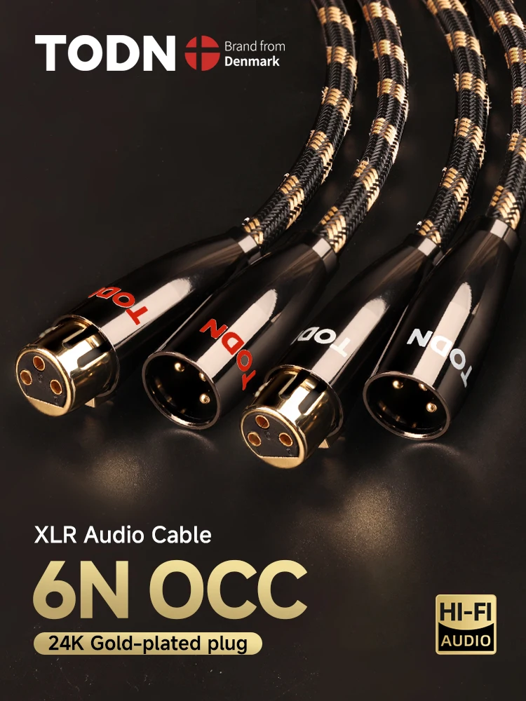 TODN 1 Para Kabli XLR 6N OCC Męski na Żeński 3-Pinowy Wtyk Zbalansowany Kabel Audio XLR do XLR Do Miksera Mikrofonowego — zdjęcie produktu 7