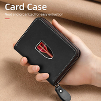 Car Styling Men's Card Case Wallet Coin Purse Ticket Holder Cash Bag For Hongqi H5 H6 H7 H9 E-QM5 HS3 HS5 HS6 HS7 E-HS3 E-HS9 LS