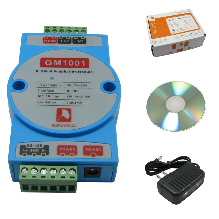 0-24mA to 485 current acquisition module RS485 modbus-rtu protocol GM1001 Ginkgo Technology