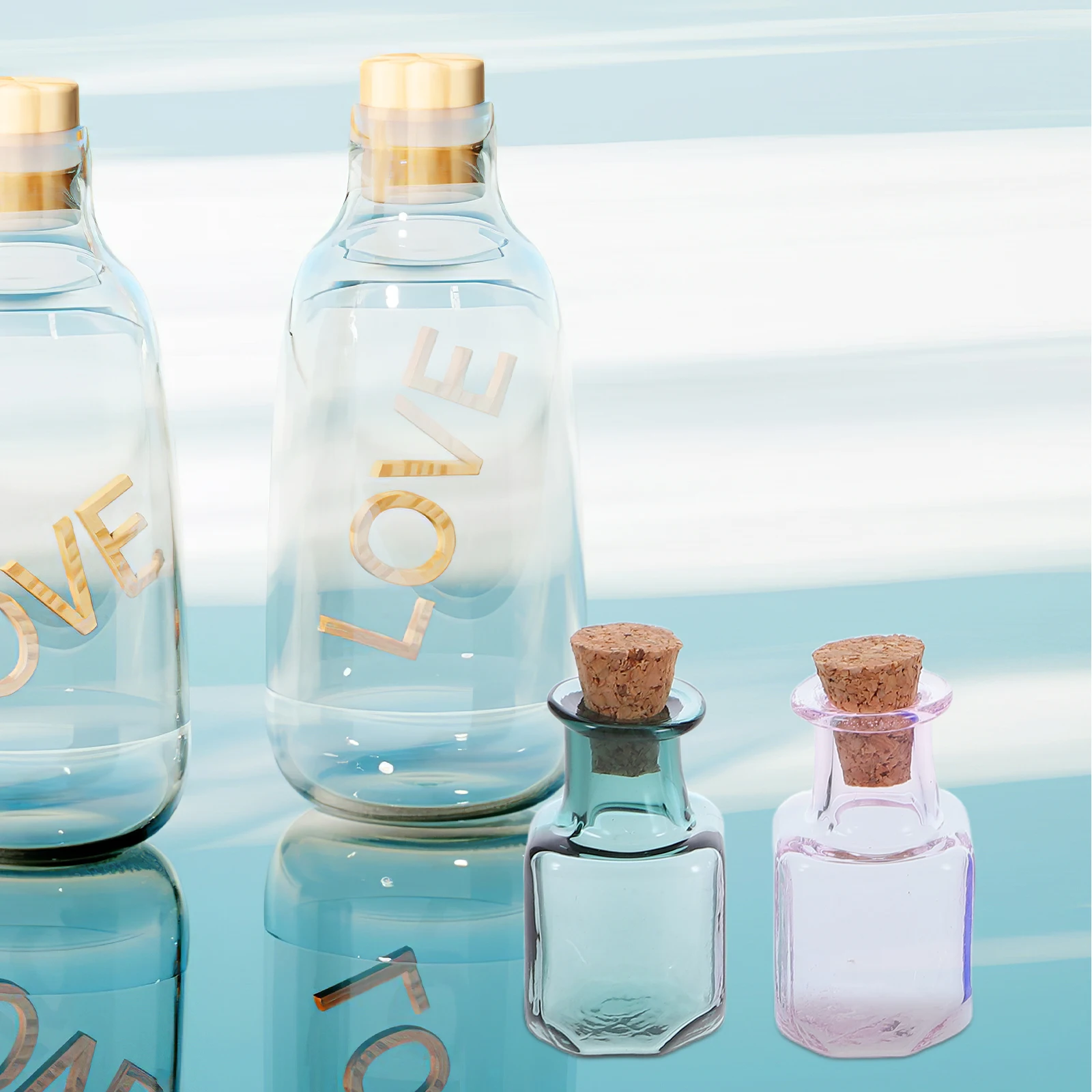 

8pcs Mini Glass Wishing Bottles Clear Square Corked Vials Drifting Bottle Decorative Storage Containers Diy Crafts Wedding