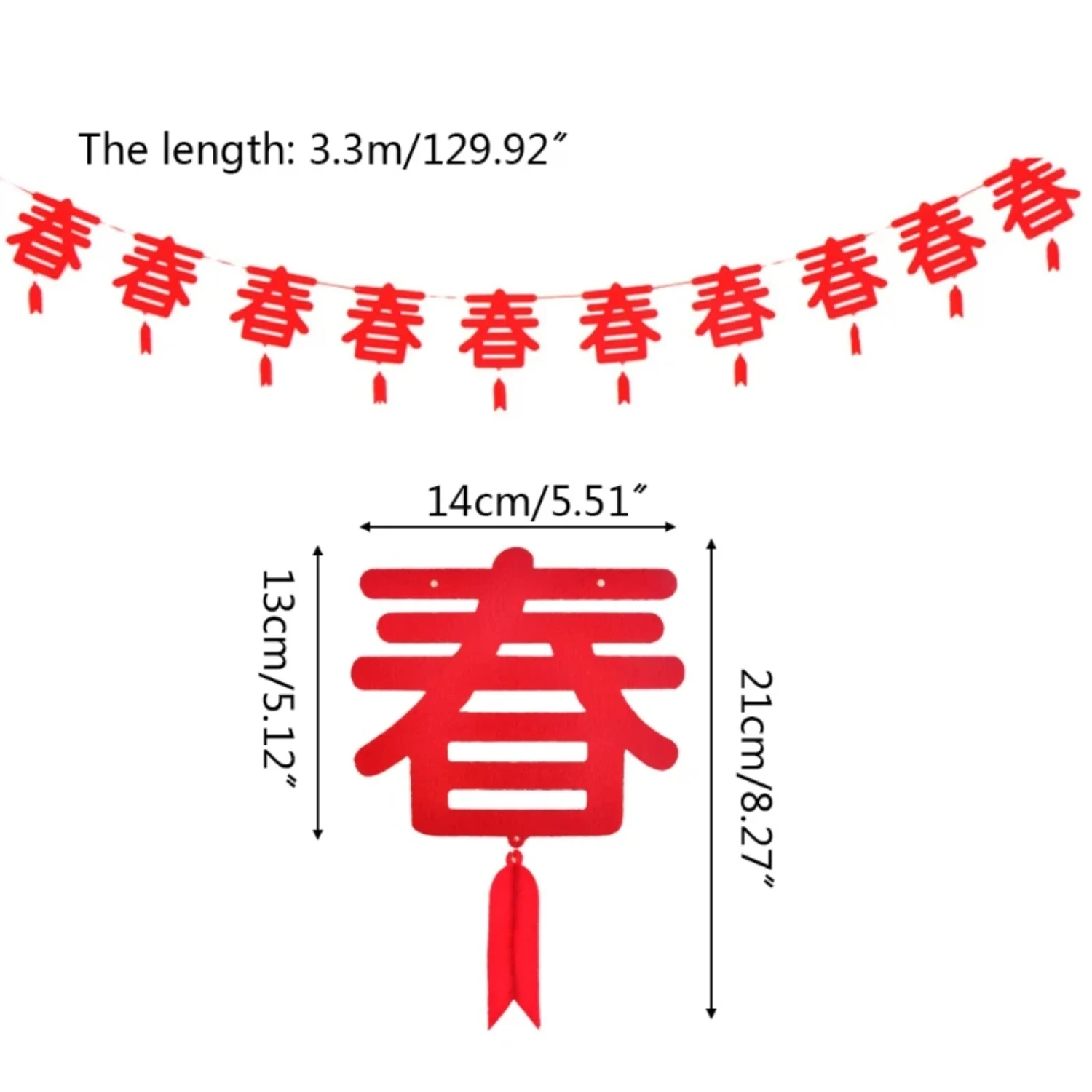 Chinese  Year Traditional  banner DIY Non-woven Lucky Hanging Flag Ceiling Decorations Bunting Garland Party Favor