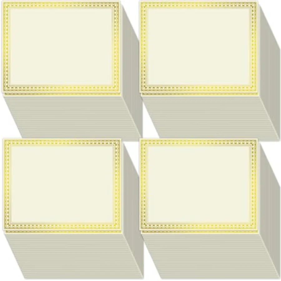 

200 Sheet Foil Award Certificate Paper Bulk 8.5 x 11 In for Printing Customizable Blank Cardstock Border Certificate Laser and