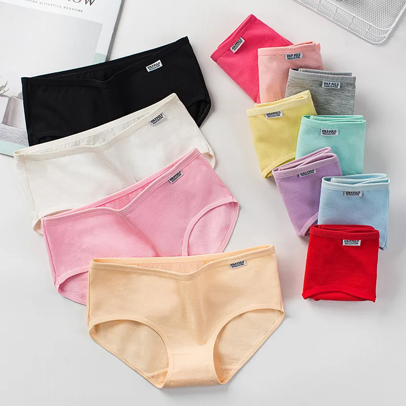 

Women Panties Sexy Underwear Large Size Fashion Women Cotton Panties Mid Waist Girls M-2XL Plus Size Underpants Solid Colors