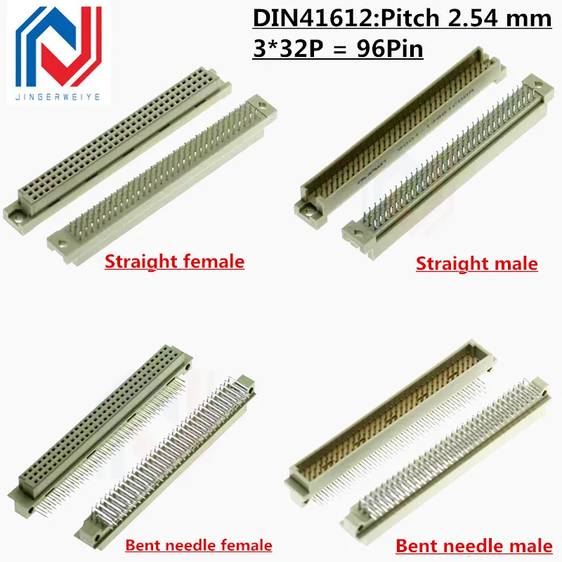 

1pcs European socket 396 41612 3 Rows Plug Header Male Female Through Hole 3X32=96Pin Pitch 2.54 mm 9001 11961 12961 13961 14961