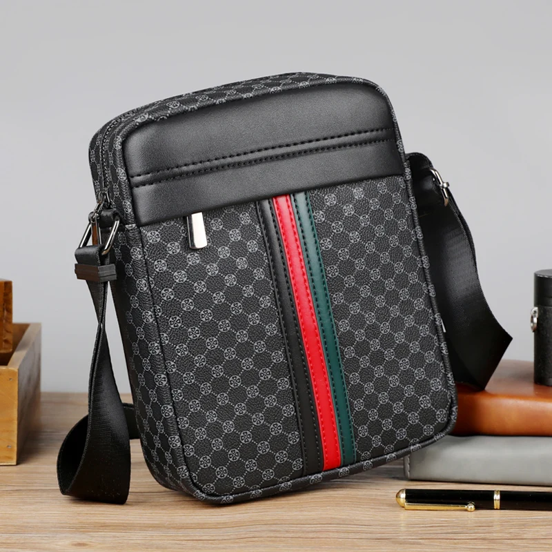 2025 Luxury Design Men's Crossbody Bags Fashion Plaid Printed Crossbody Bag Men Square Shoulder Bag Male Sling Messenger bag