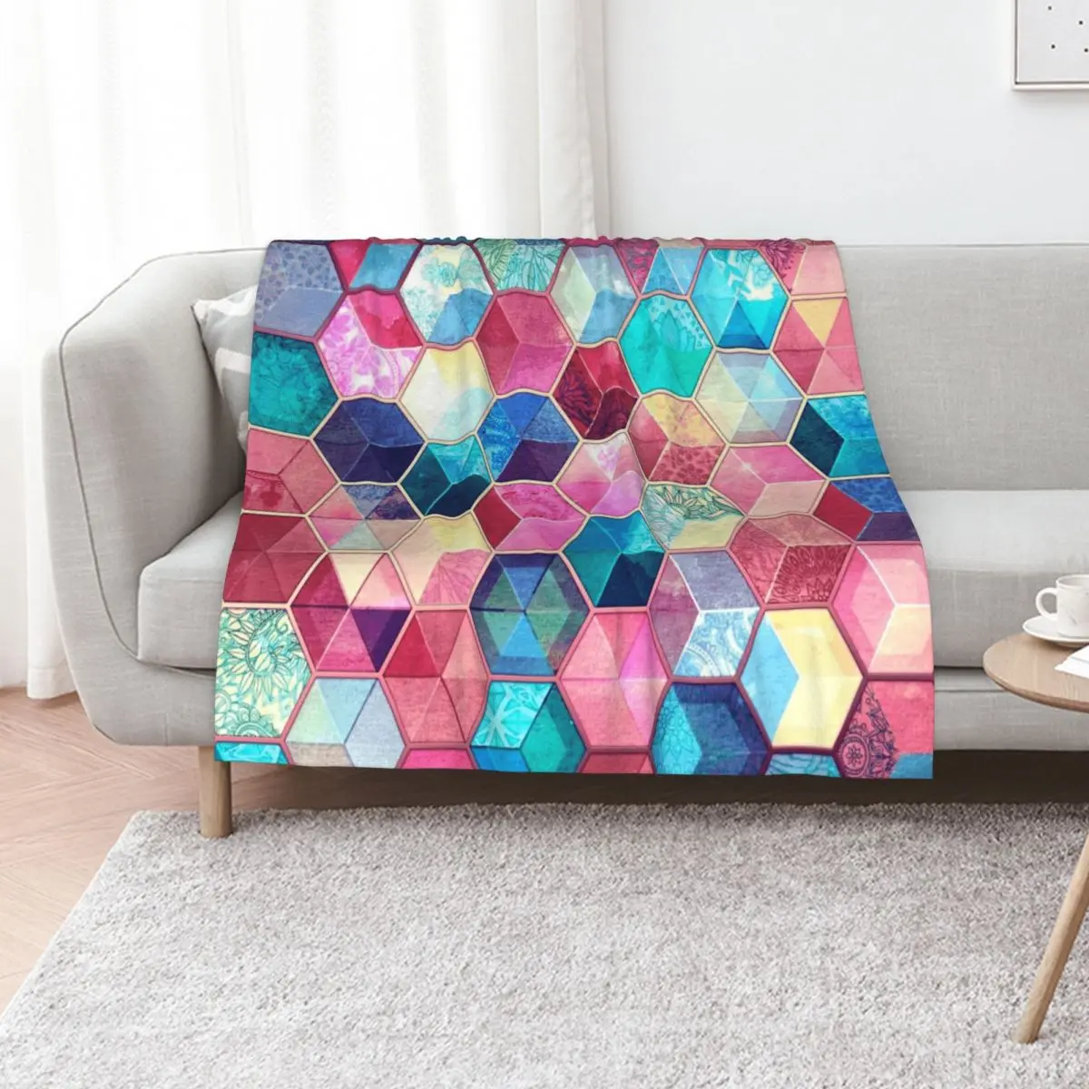 Topaz & Ruby Crystal Honeycomb Cubes Throw Blanket Thermal funny gift Decorative Throw Warm anime Beautifuls Blankets