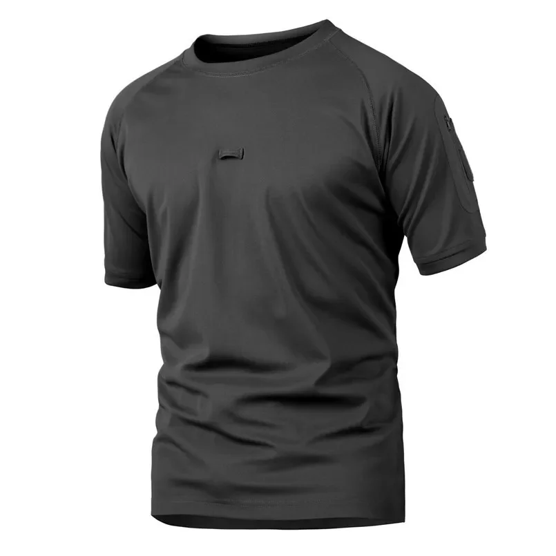 Imagem -03 - Coolmax-camiseta de Manga Curta para Homens Estilo Militar Tático Respirável Secagem Rápida Colar Redondo para Caminhadas Escalada Pesca Verão