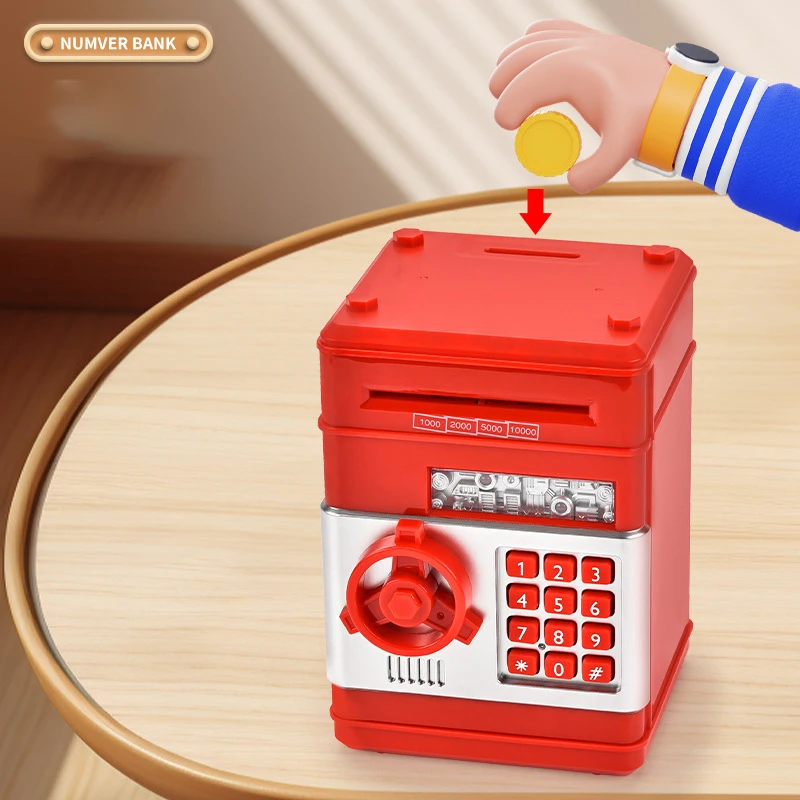 Electronic Piggy Bank Automatic Mini Safe Coins Cash Saving Money Box Password Counter Code Key Lock Coin Bank ATM Child Gift