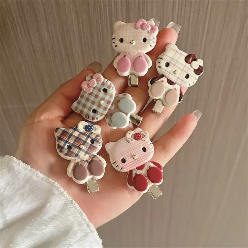 

5pcs Sweet Anime Kawaii MINISO Ins Hello Kitty Headwear Decoration Cute Cartoon Side Hairpin Accessories Pendant Gifts for Girls