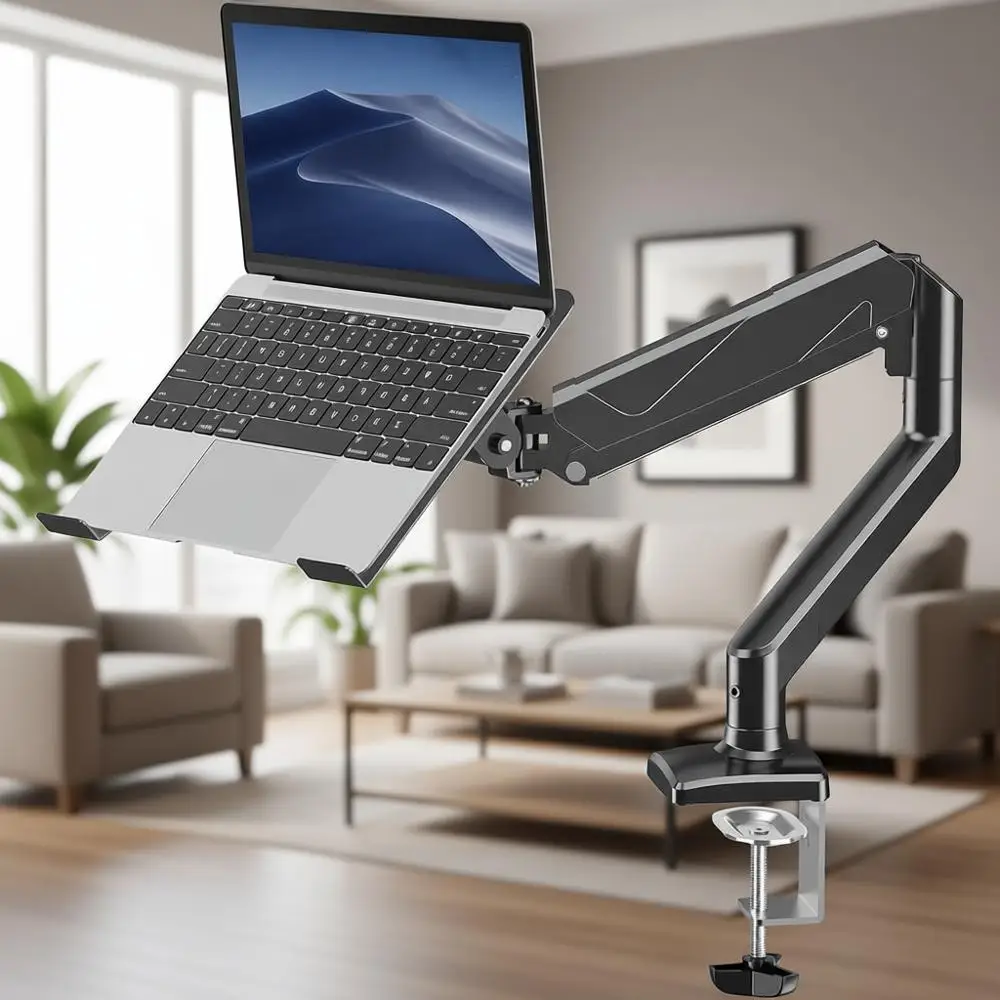 

2-in-1 Adjustable Laptop Stand Desk Mount, Gas Spring Arm, Fits 17 Notebooks, 32 Screens, Holds 17.6lbs