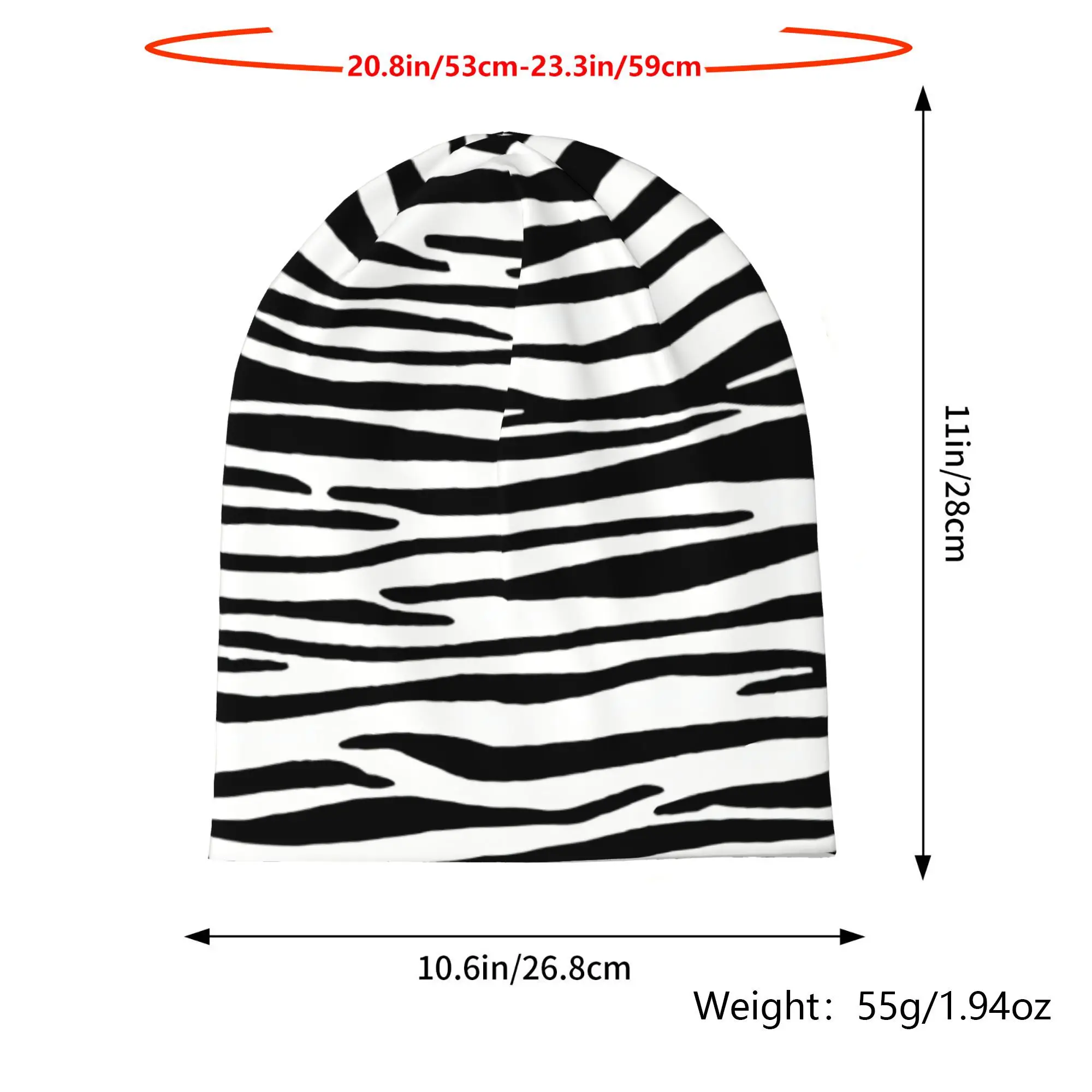 Customization 2D Printed Design Zebra Beanies Caps Fashion Bonnet Unisex Soft Hats, Men's Novelty Brimless Caps And Knitted Hats