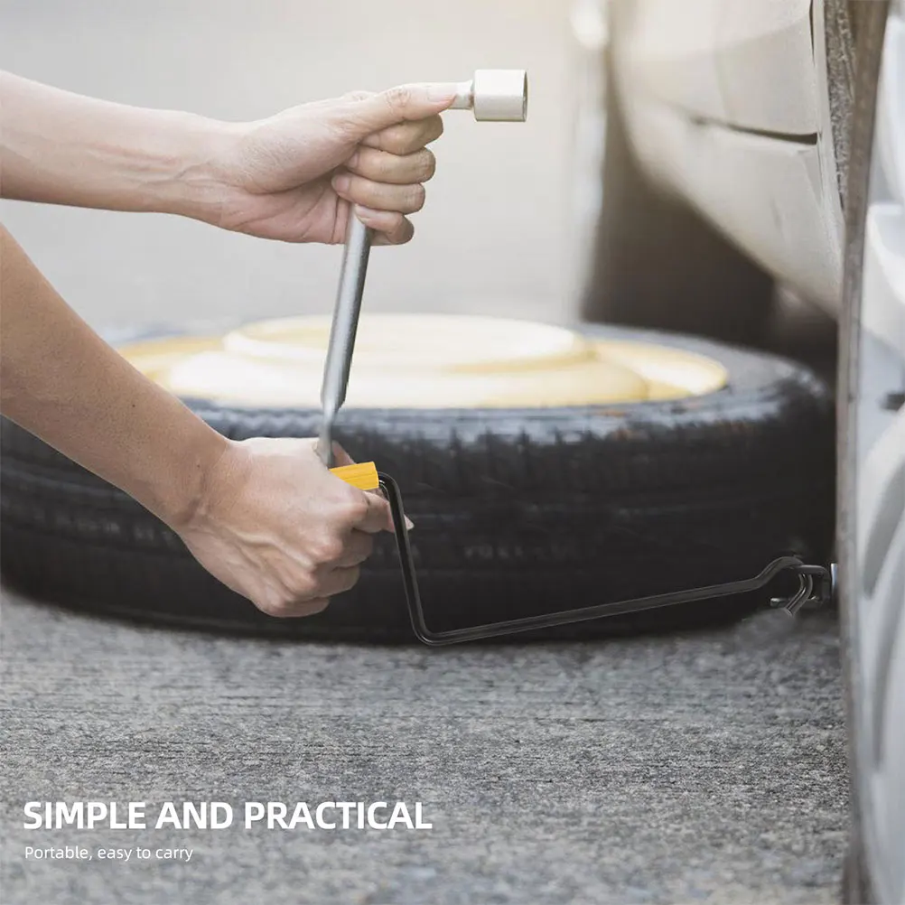 2pcs Jack Handle Durable Steel Ergonomic Compatible Tire Lifting Car Accessories Portable Storage Hand Tool Engine Parts