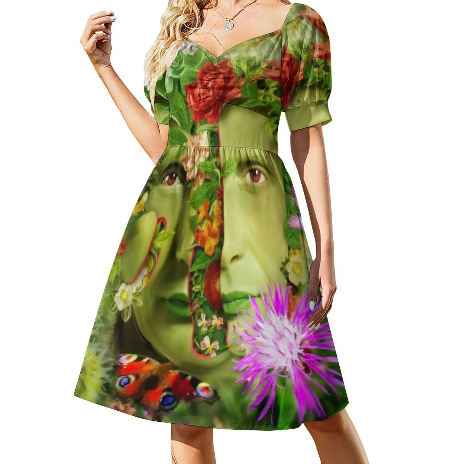 Surreal Garden Peeled Hannibal Portrait Floral Collage Short Sleeved Dress summer outfits for women 2025 Dress