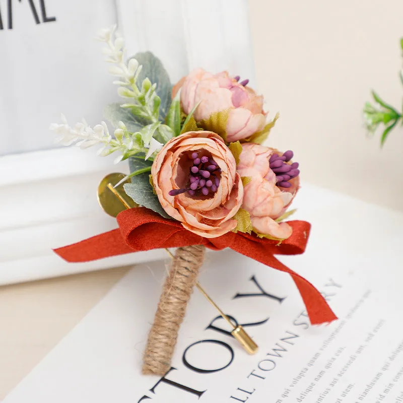 

Simulation Bridegroom Wedding Corsage, Best Man Wedding Suit Decoration Brooch, High-end Suit Pocket Flower Arrangement