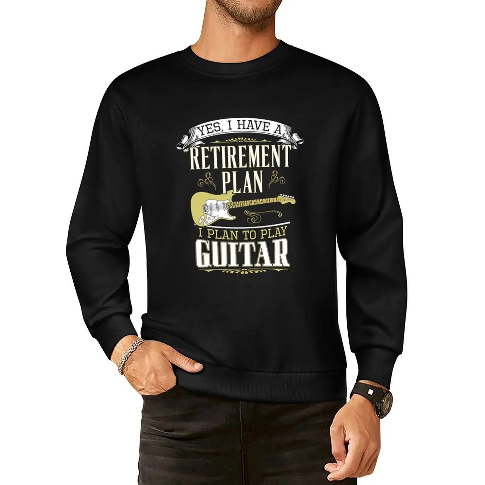 

Guitar - Retirement Plan Pullover Hoodie korean style clothes men wear aesthetic sweatshirts