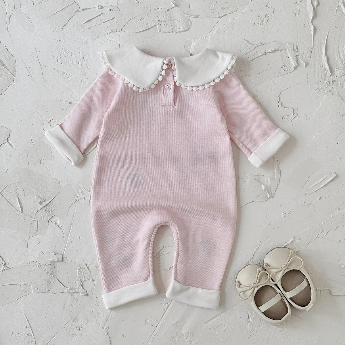 2025 Autumn New Children's Clothing Long Sleeved Baby Rompers 0-2Y Cute Cherry Embroidery Jumpsuit Baby Newborn Items