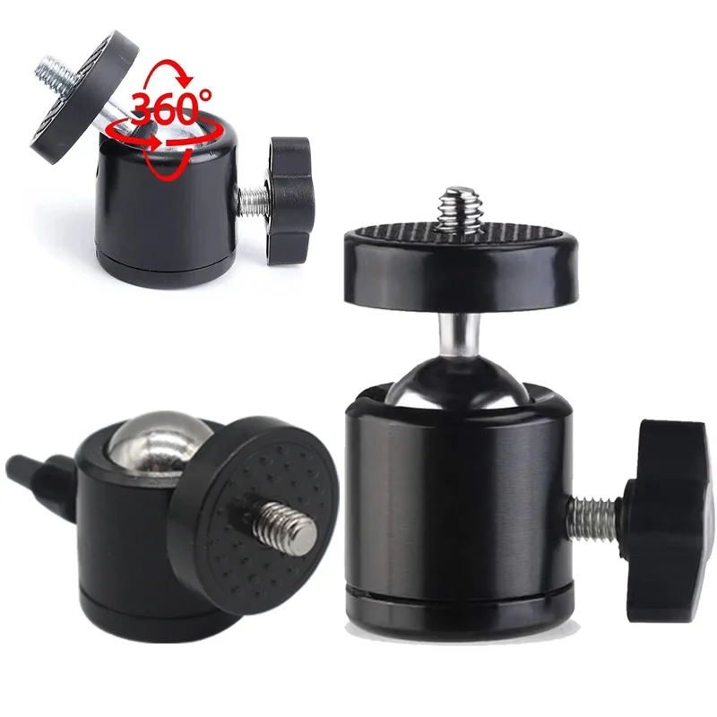 Universal 1/4 Metal Mini Ball Head Screw Tripod Mount Adapter For Go Pro DSLR Camera Camcorder Light Bracket Camera Accessories