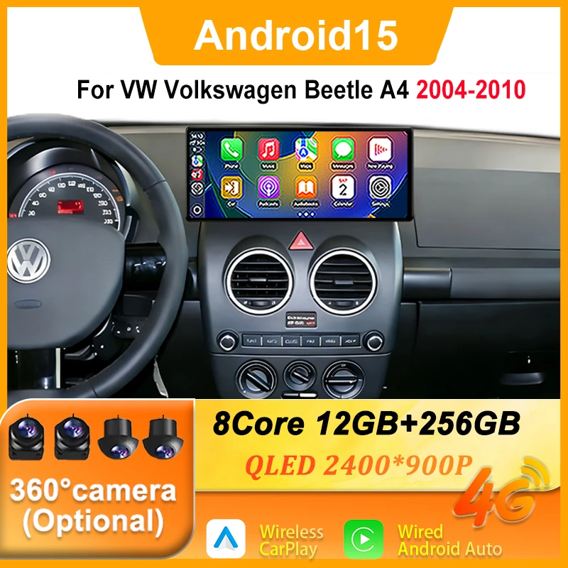 Android 15 For VW Volkswagen Beetle A4 2004-2010 Car Radio Multimedia Video Player GPS Navigation stereo Bluetooth WIFI 4G DSP