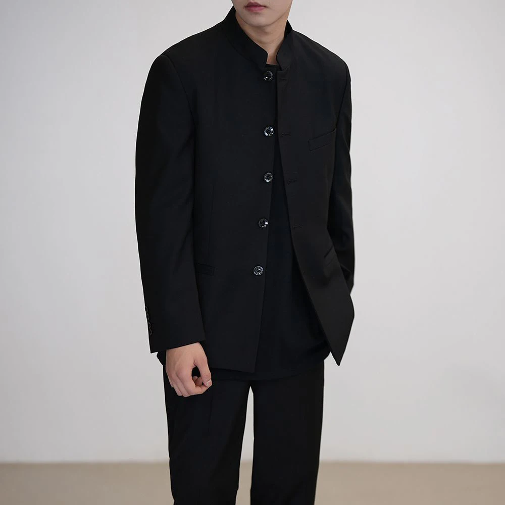 

Мужская весенняя куртка с воротником-стойкой, однотонная деловая повседневная бальная куртка, модная британская элегантная легкая верхняя мужская одежда 2026