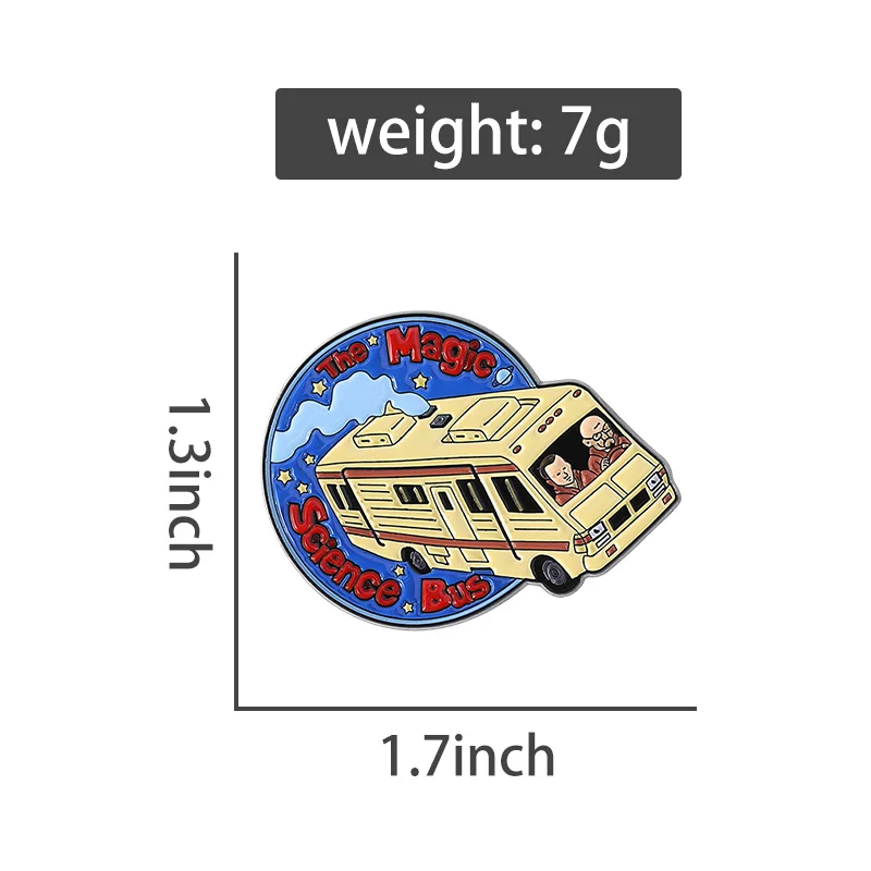 기적적인 매직 버스 에나멜 핀, 맞춤형 애니메이션 영화 브로치, 라펠 배지 의류, 재미있는 보석 선물, 어린이 친구