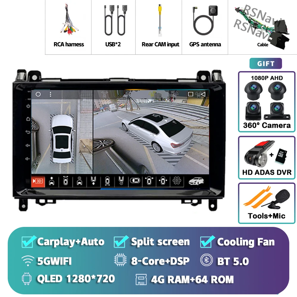 Android 15 Voor Benz Sprinter Volkswagen Crafter 2006-2016 2K QLED Android Autoradio Multimedia Video Player GPS stereo CarPlay