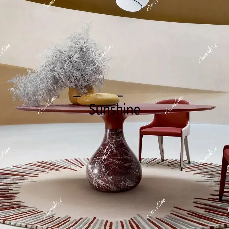 Premium turntable villa light luxury design water drop round dining table simple and modern