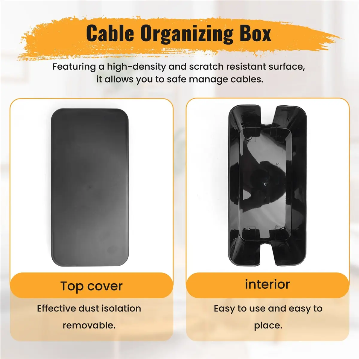 AT42 Cable Management Box Cord Organizer Box Power Strip Surge Protector Cover TV Cord Box for Home