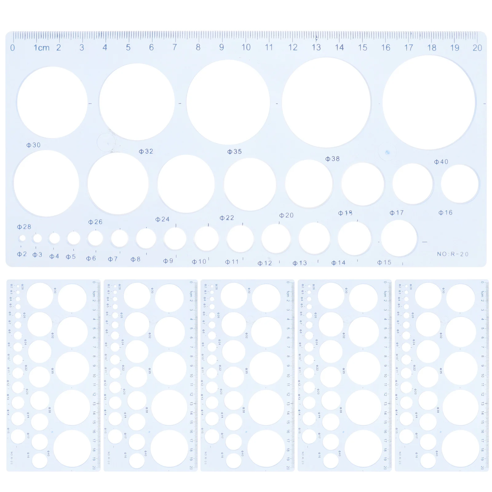6Pcs Geometric Drawing Templates Stencil Plastic Measuring Rulers for Drafting Engineering Architecture Student Design Supplies
