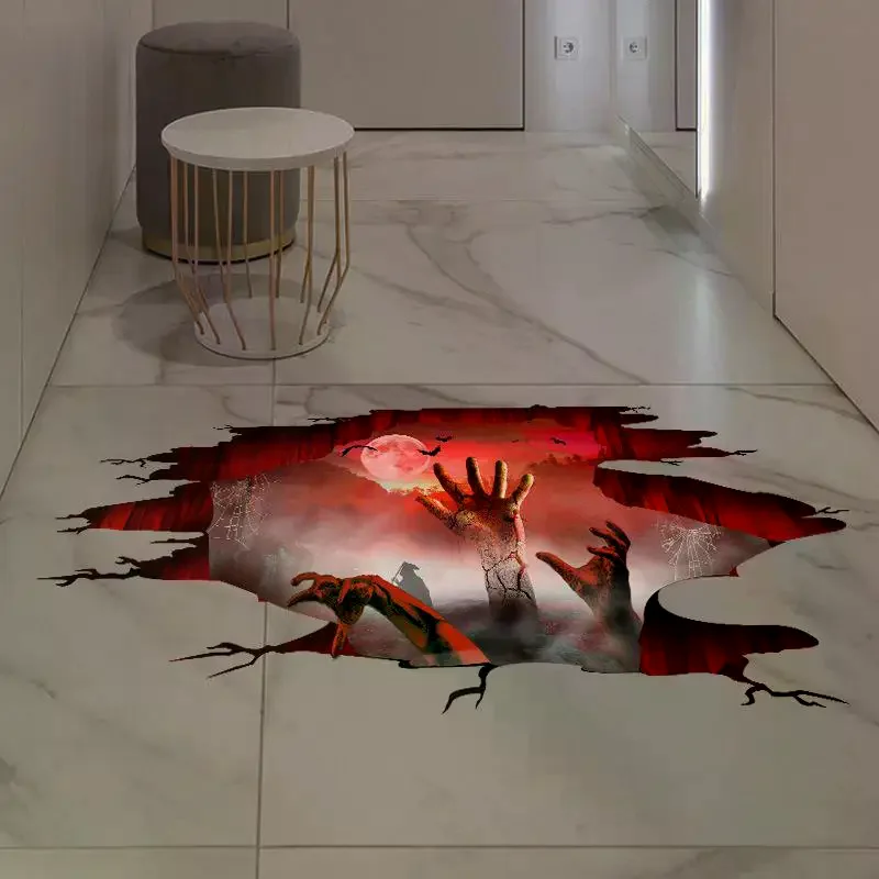 

New Creative Halloween 3D Ghost Hand Cross Border Sticker Terrifying Removable Halloween Mall Decoration Wall