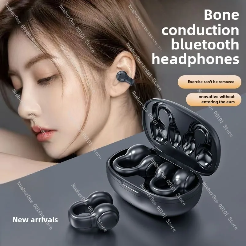 2023 new wireless clip-ear bone conduction bluetooth headset noise reduction non-in-ear running headset