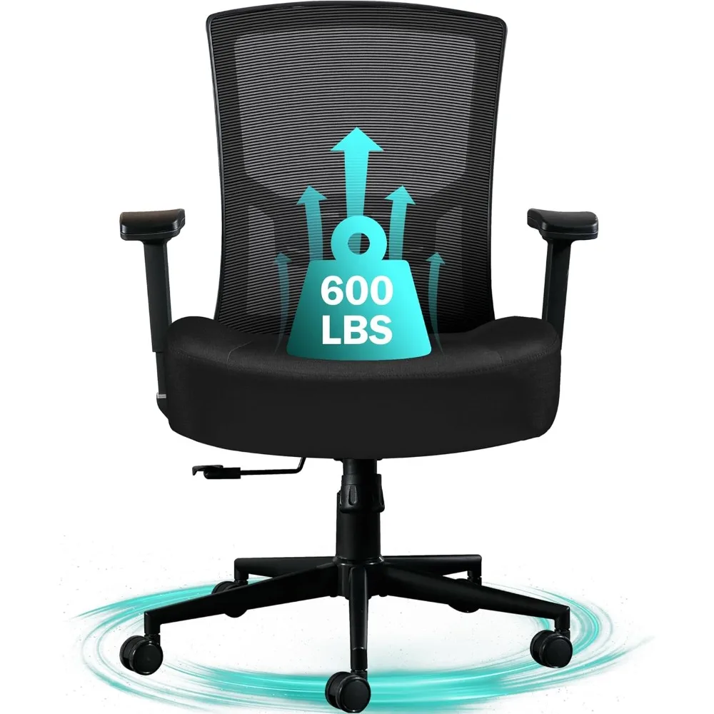 

Большое и высокое офисное кресло 600 фунтов, эргономичное компьютерное кресло с высокой спинкой для тяжелых людей с 2D регулируемой поддержкой талии и