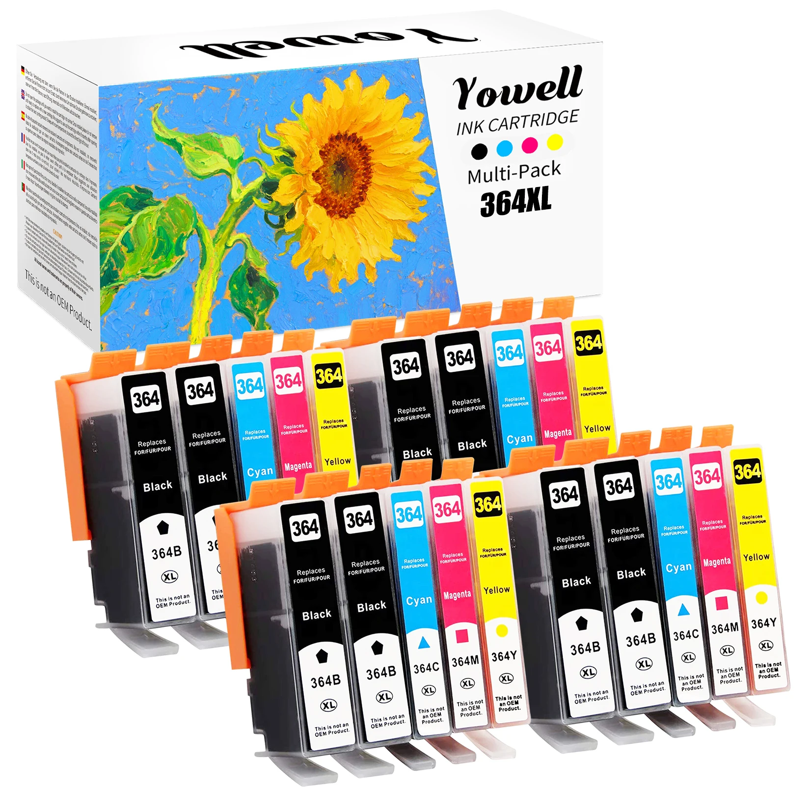 Yowell 364 XL Kompatible Tintenpatronen für HP Photosmart HP 364 XL 5520 5510 5524 6520 5515 OfficeJet 4620 4622 DeskJet 3520